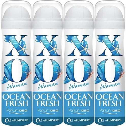 XO Deodorant 150ML Women-Kadın Ocean Fresh (4 Lü Set)