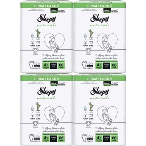 Sleepy Bebek Bezi Naturel Beden:4+ (9-16KG) Maxi Plus 264 Adet Avantaj Fırsat Pk