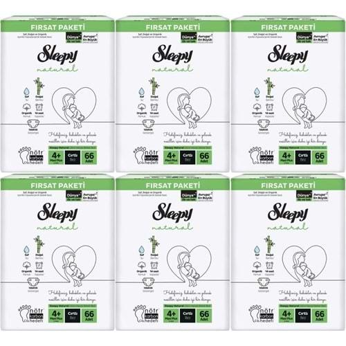 Sleepy Bebek Bezi Naturel Beden:4+ (9-16KG) Maxi Plus 396 Adet Ekstra Fırsat Pk